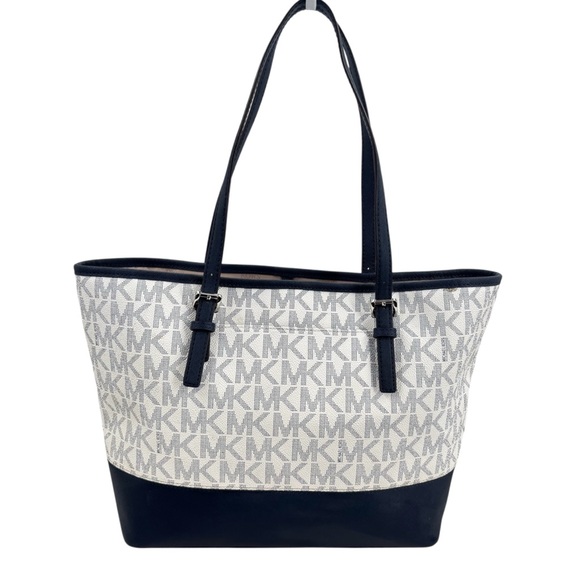 Michael Kors Navy Floral Carryall Tote Bag - Picture 5 of 10